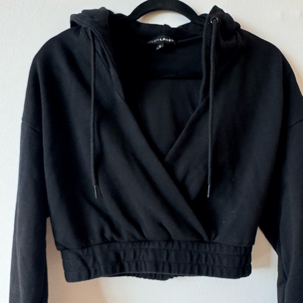 Jluxlabel Black Wrap Cropped Hoodie Top - Picture 4 of 5